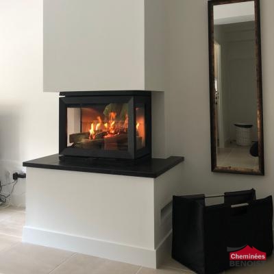 Pose d'une cheminée à bois-bûche Jotul Insert 520 3 vitres à Deauville