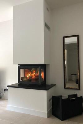 Pose d'une cheminée à bois-bûche Jotul Insert 520 3 vitres à Deauville