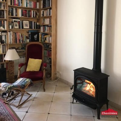 Pose d’un poêle à bois Jotul F400 2 à Giberville