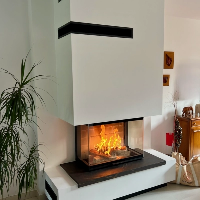 Insert à bois Atra 3 faces 800 dans une maison contemporaine à Avenay