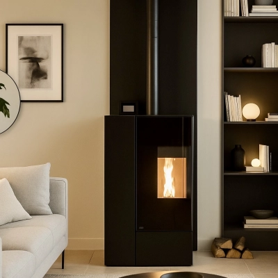 Poêle à granulés Rika Connect Edge installé à Fontaine-Étoupefour