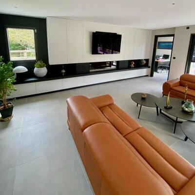 Réalisation à Bièville-Beuville d'une cheminée à Gaz de chez M Design